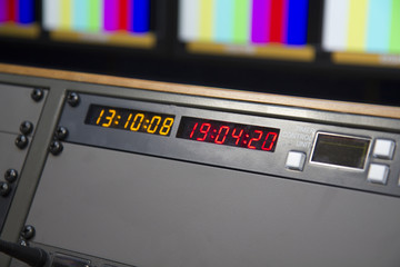 Digital clock on TV broadcast equipment