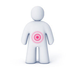 Abstrakte Figur eines Menschen mit Bauchschmerzen