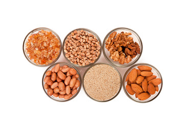 Mixed dry fruits in glass bowl