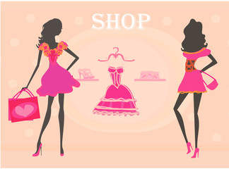 fashion silhouettes girls Shopping