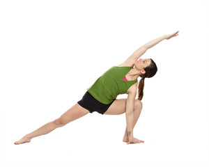 woman doing extended side angle