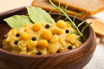 Traditional polish peas with cabbage