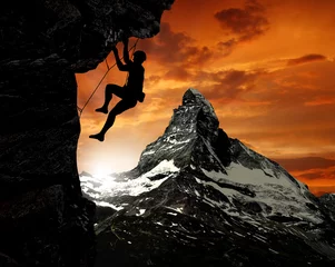 Photo sur Plexiglas Cervin climbers in the Swiss Alps