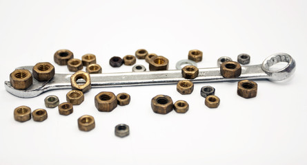The nut wrench with nuts