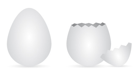 Zwei Eier, von denen eins aufgebrochen ist