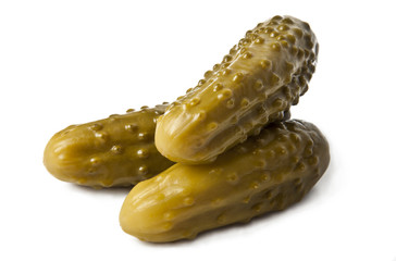 Gherkins on a white background