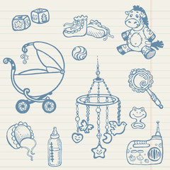Baby doodles - Hand drawn collection in vector