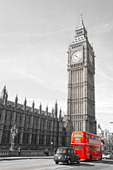 Big Ben, House of Parliament i Westminster Bridge - obrazy, fototapety, plakaty