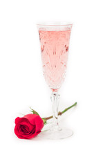 Pink champagne and red rose