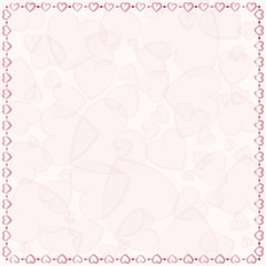 Gentle pink frame with transparent hearts