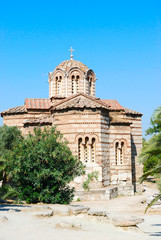 Fototapeta na wymiar Typical medieval stone church in Greece