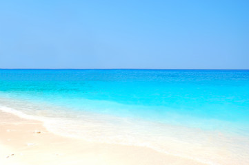 white beach and blue sea - 38471511