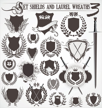 set - shields and laurel wreaths 3