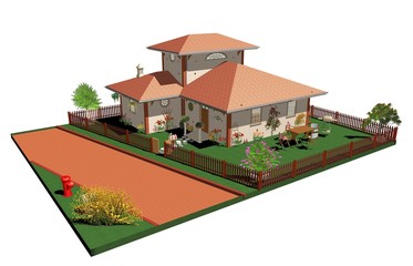 Villetta con Strada-House with Road-3d