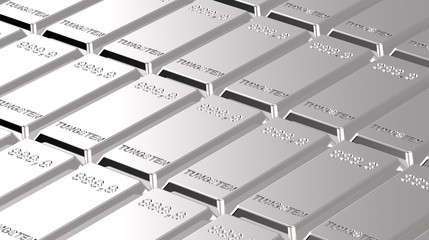 Tungsten ingots background. 3D photo rendering.