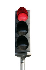 Feu rouge de signalisation d'arr&ecirc;t absolu &agrave; un carrefour