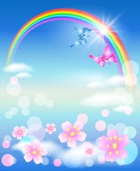 Foto op Plexiglas Regenboog en bloemen © Marisha
