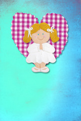 First Holy Communion Invitation Card, cute blond girl