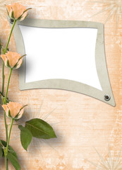 Grunge frame for photo with beautiful roses