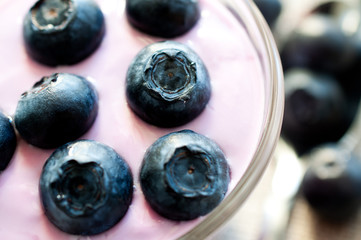 Blueberry yogurt with blueberries