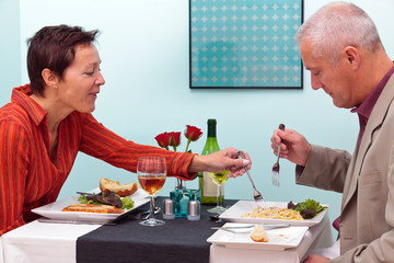 Mature couple in a restaurant