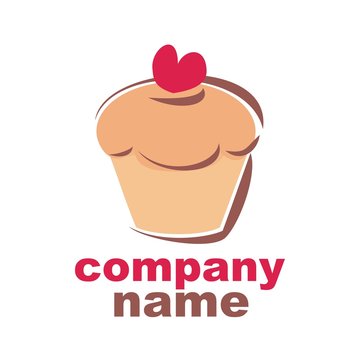 Sweet retro cupcake muffin silhouette vector logo