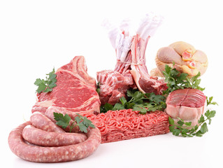 assorted of raw meat
