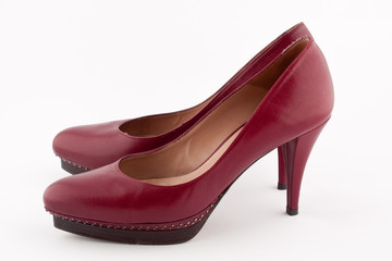burgundy high heel woman shoes