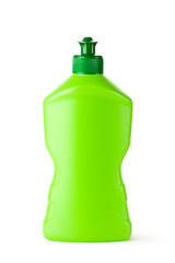 Green plastic bottle with cleaning liquid
