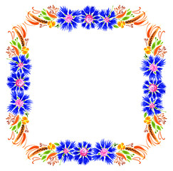 Watercolor frame: Cornflowers