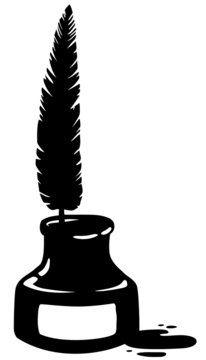 Ink bottle with feather