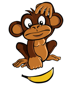 Cartoon monkey with banana