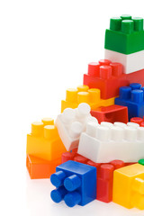 colorful plastic toys on white