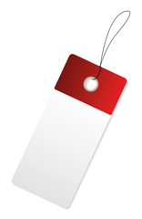 red and white label icon with lace