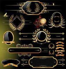 Obraz na płótnie Canvas Vector set of black gold - framed labels