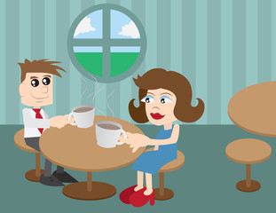 Man and woman sitting at a coffee shop