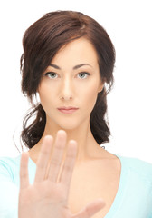 woman making stop gesture