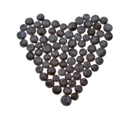 Blueberries in the shape of a heart