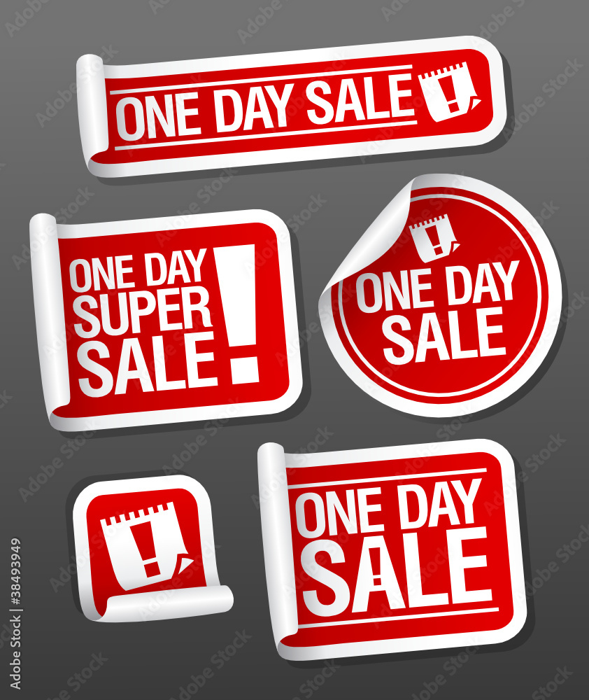 Wall mural one day sale stickers.