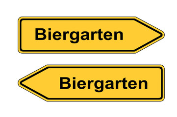 Verkehrsschild links rechts Biergarten