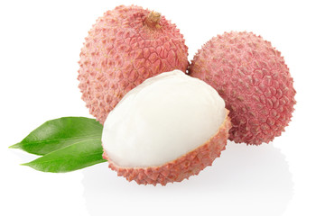 Lychee fruit isolated on white with clipping path