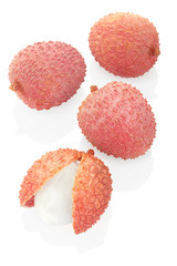 Lychees isolated on white, clipping path included