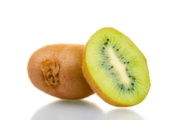Juicy kiwi fruits isolated on white.
