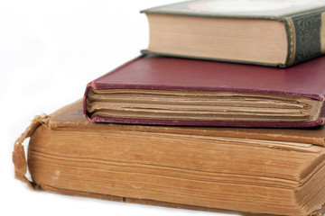 stack of antique books