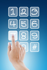 Fototapeta premium hand pushing transparent telephone buttons