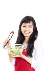 料理をする女性