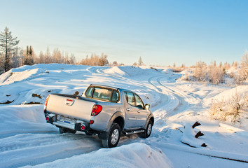 car on winter road