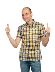Naklejka premium Handsome young man with thumbs up