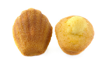 madeleines en gros plan sur fond blanc