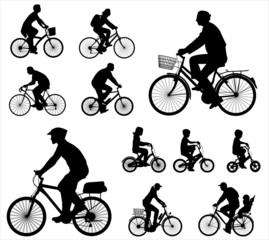 Fototapeta premium bicyclists silhouettes collection 2